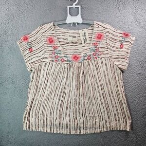 NEW Savanna‎ Jane Top Blouse Women 2X Embroidered Square Neck Short Sleeve Boho